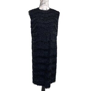 Jo-Ro Imports Dress Beaded Fringe 100% Silk  Black Sleeveless Vintage Flapper